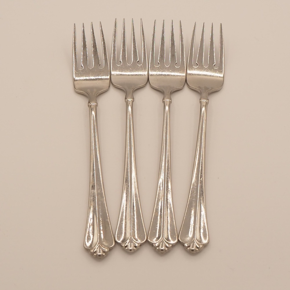 Onieda Juilliard Cube Heirloom Glossy Stainless Flatware Set of 4 Salad Forks